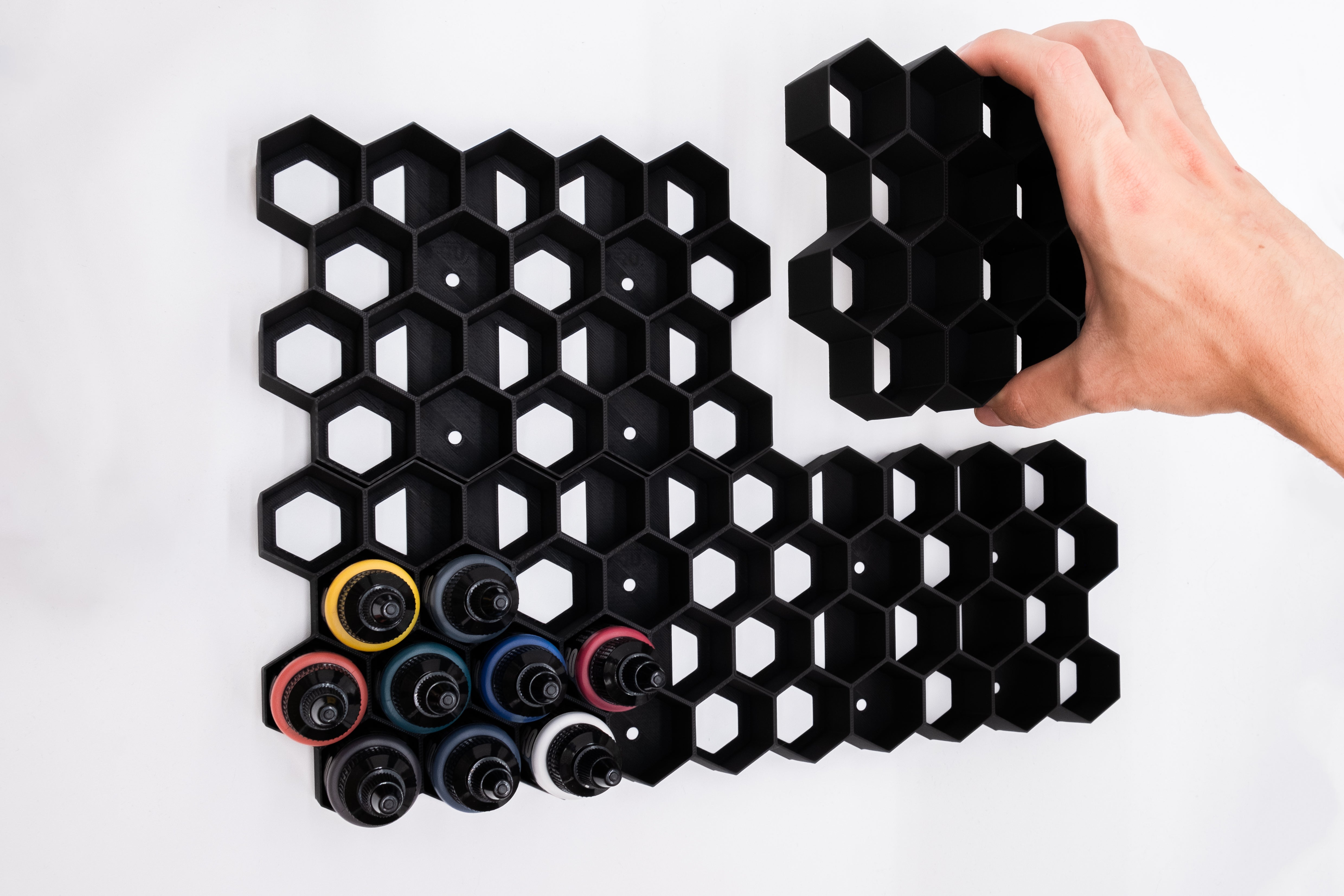 Porte-bouteille de peinture acrylique Hex Wall ProAcryl | Monument Hobbies 22 ml ProAcryl | Rangement pour peintures acryliques | Autocollant