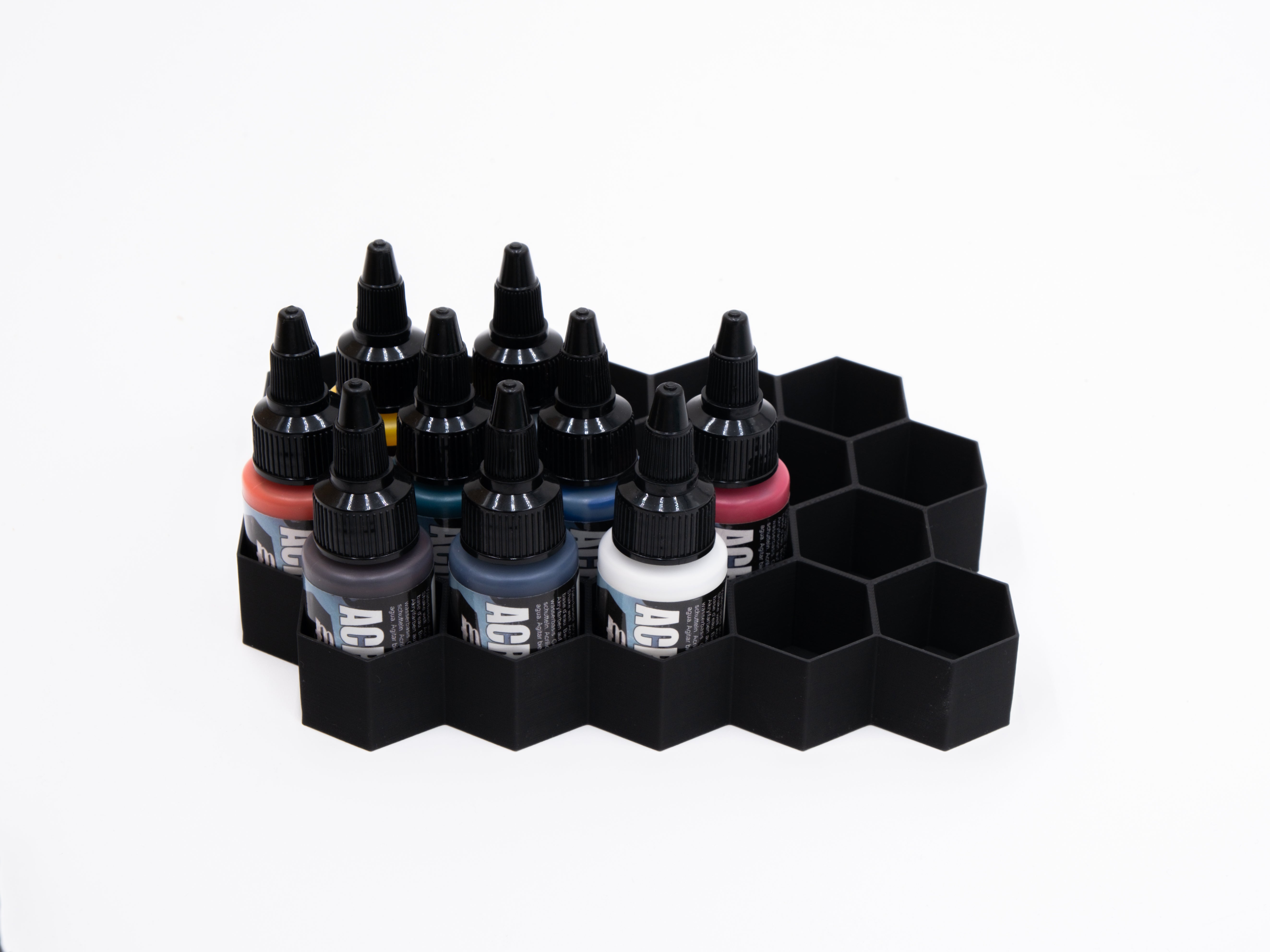Porte-bouteille de peinture acrylique Hex Wall ProAcryl | Monument Hobbies 22 ml ProAcryl | Rangement pour peintures acryliques | Autocollant