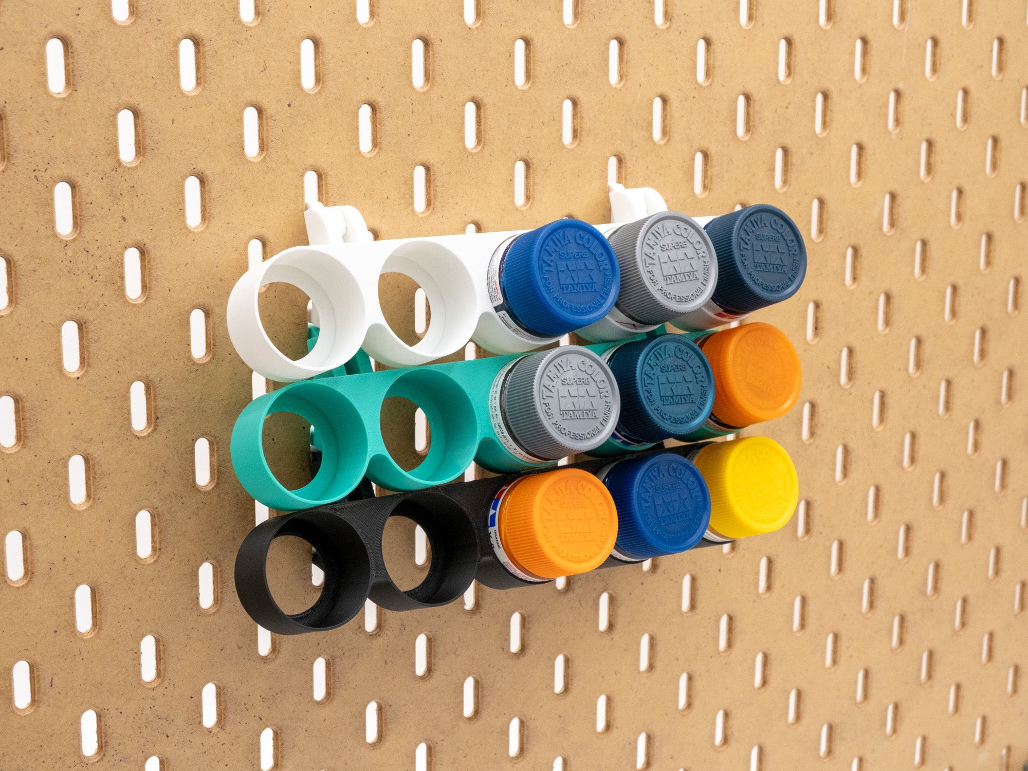 IKEA SKADIS Paint Holder for Tamiya 10ml | Acrylic Paint Organizer for Tamiya Color 10ml | Pegboard Mount Display Rack